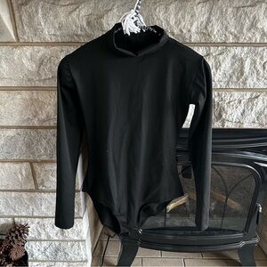 Black Long Sleeve Bodysuit adult medium back zip closure